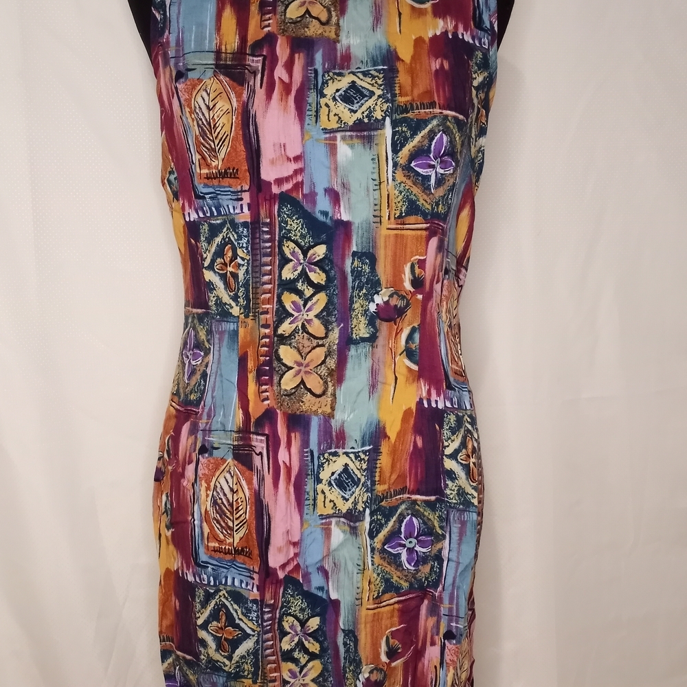 Pink and Purple Sleeveless Sheath Midi Dress Resort Wear